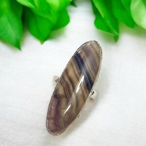 Purple Fluorite Silver Ring Size 7.5
